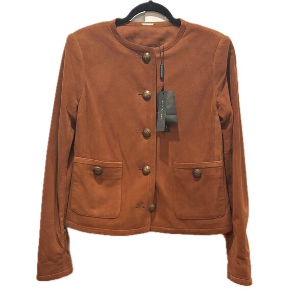 Elie Tahari Suede Military Jacket Amber Color Women's Size S NEW - Picture 2 of 12